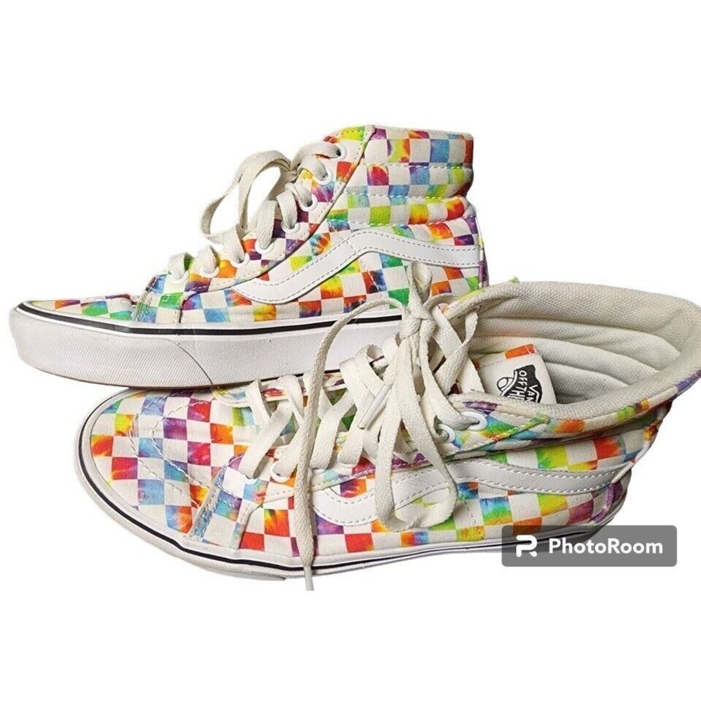 VANS Comfycush Sk-8 Hi Tie Dye Checker White Size EU 40 Unisex